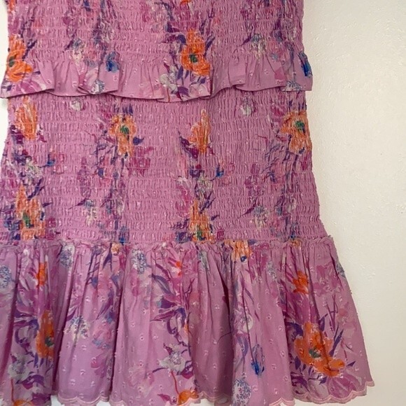 LoveShackFancy Dress Jarrah Pink Floral Royal Pink Berry Women's Medium Preppy - Picture 3 of 12
